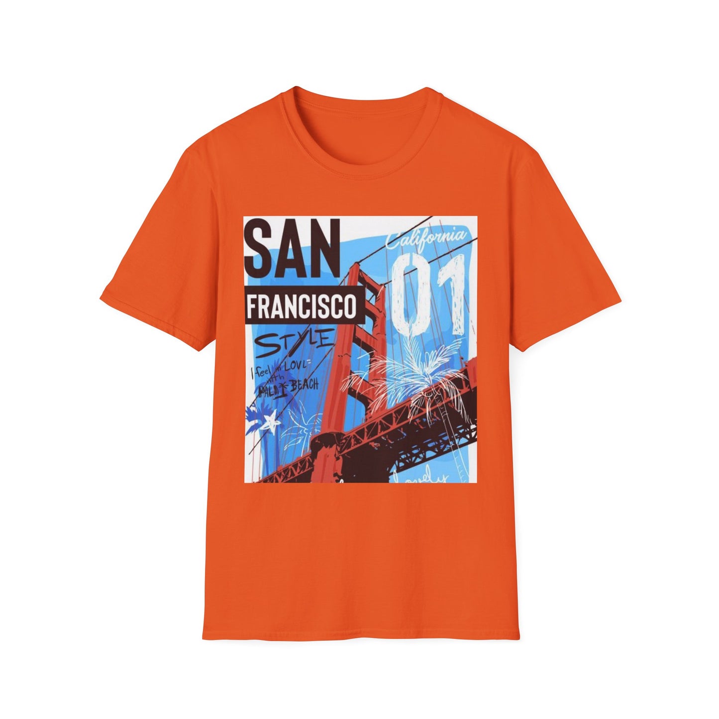 San Francisco Graphic Unisex Softstyle T-Shirt - California Vibe, Perfect for Beach Lovers