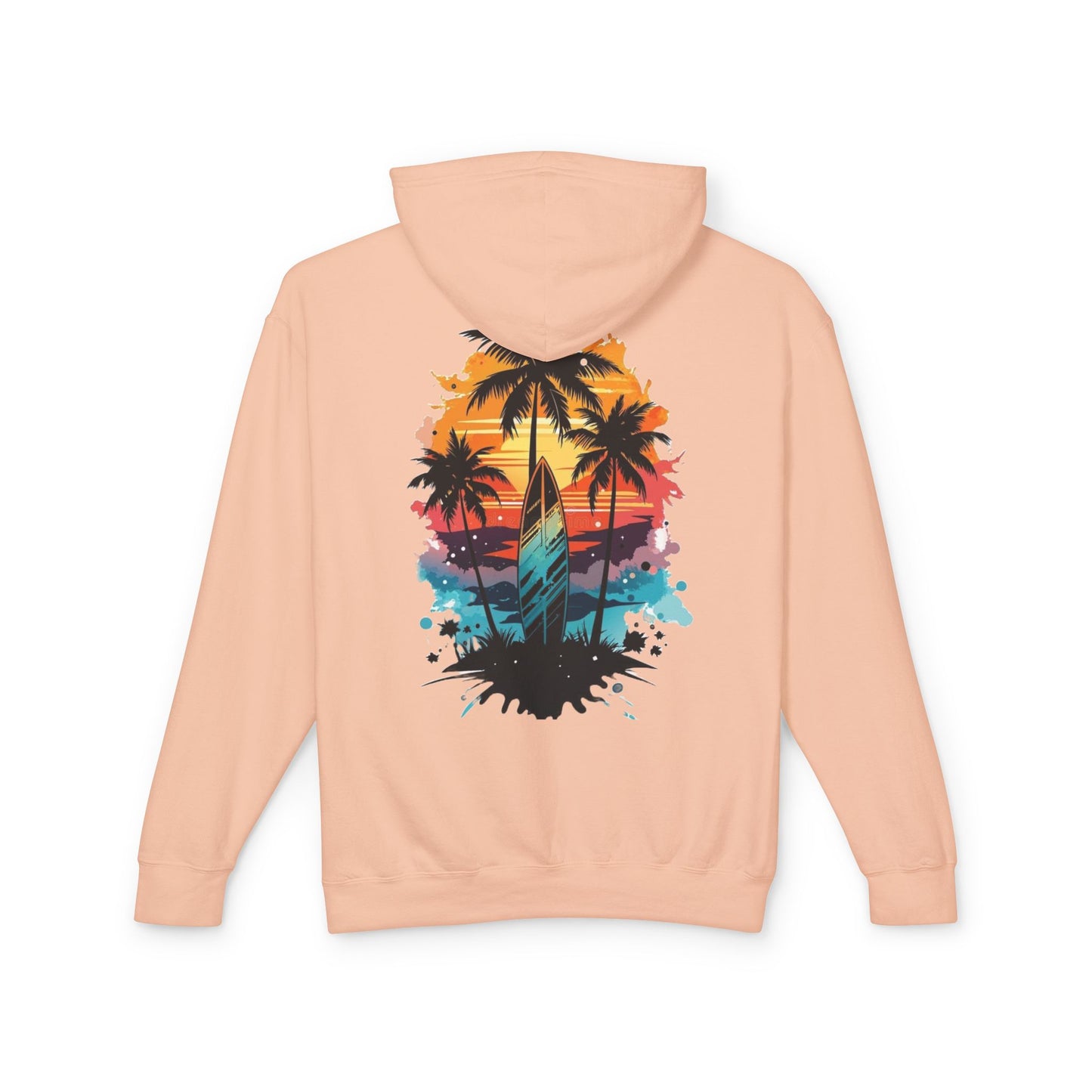 Coastal Sunset Surf Hoodie - Unisex Lightweight Hooded Sweatshirt