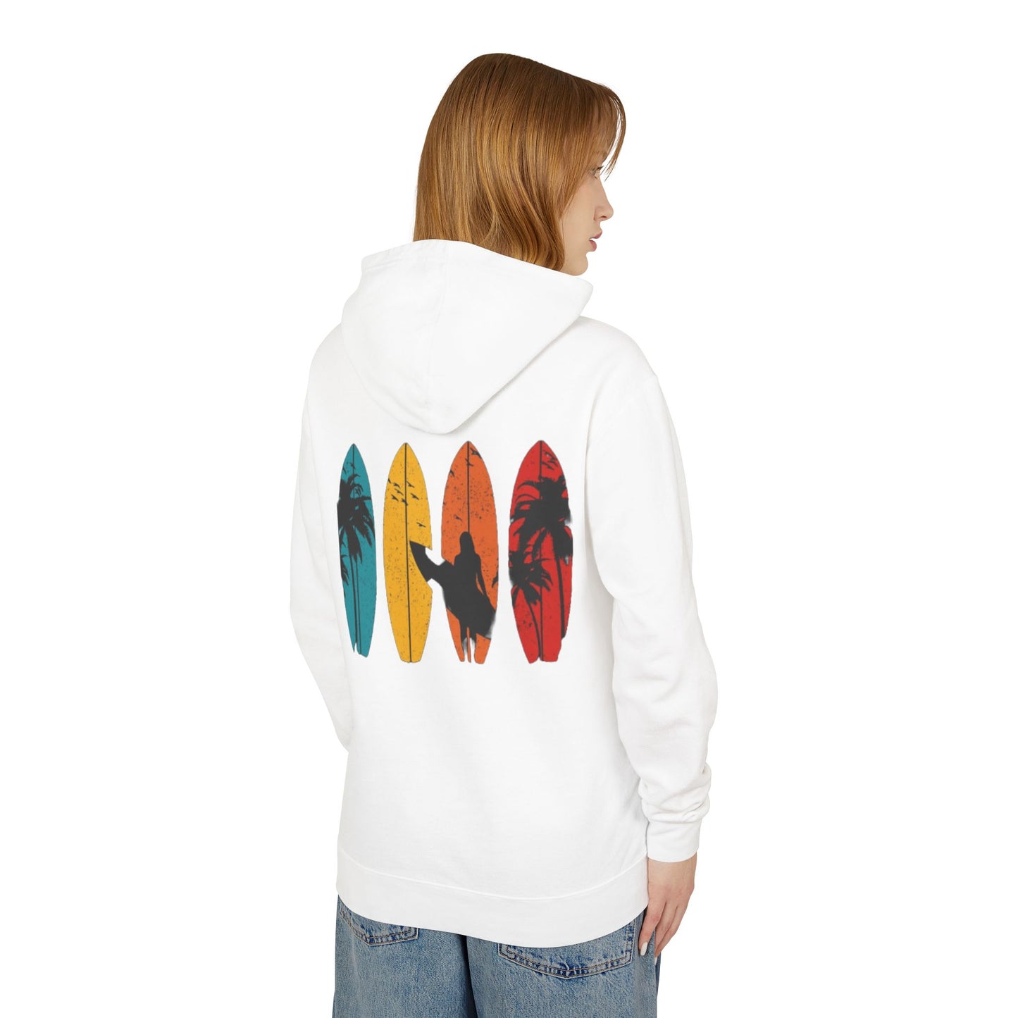 Surf Vibes Unisex Lightweight Hooded Sweatshirt – Perfect for Beach Lovers