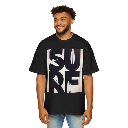 Surf Graphic Tee — Oversized Men's Surfboard Silhouette Shirt