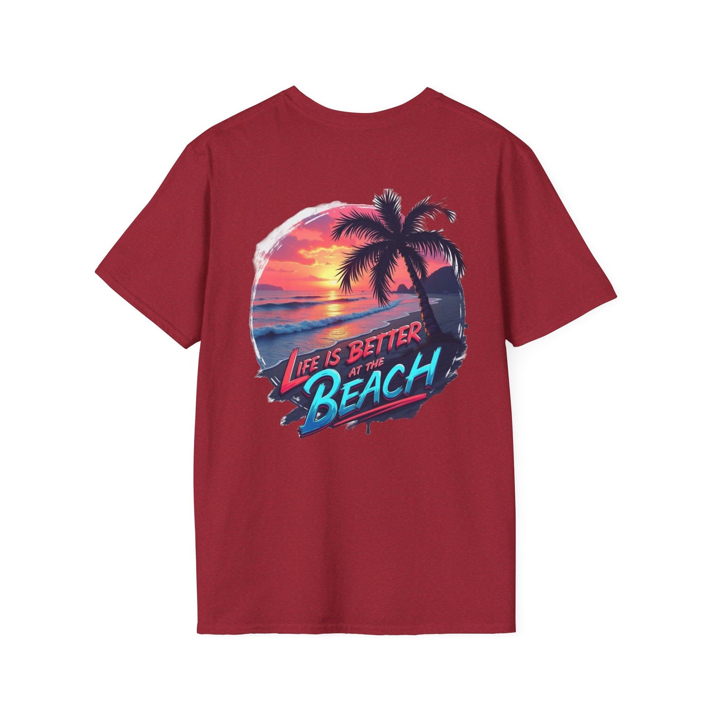 Unisex Softstyle Beach T-Shirt - "Life is Better at the Beach" Graphic Tee