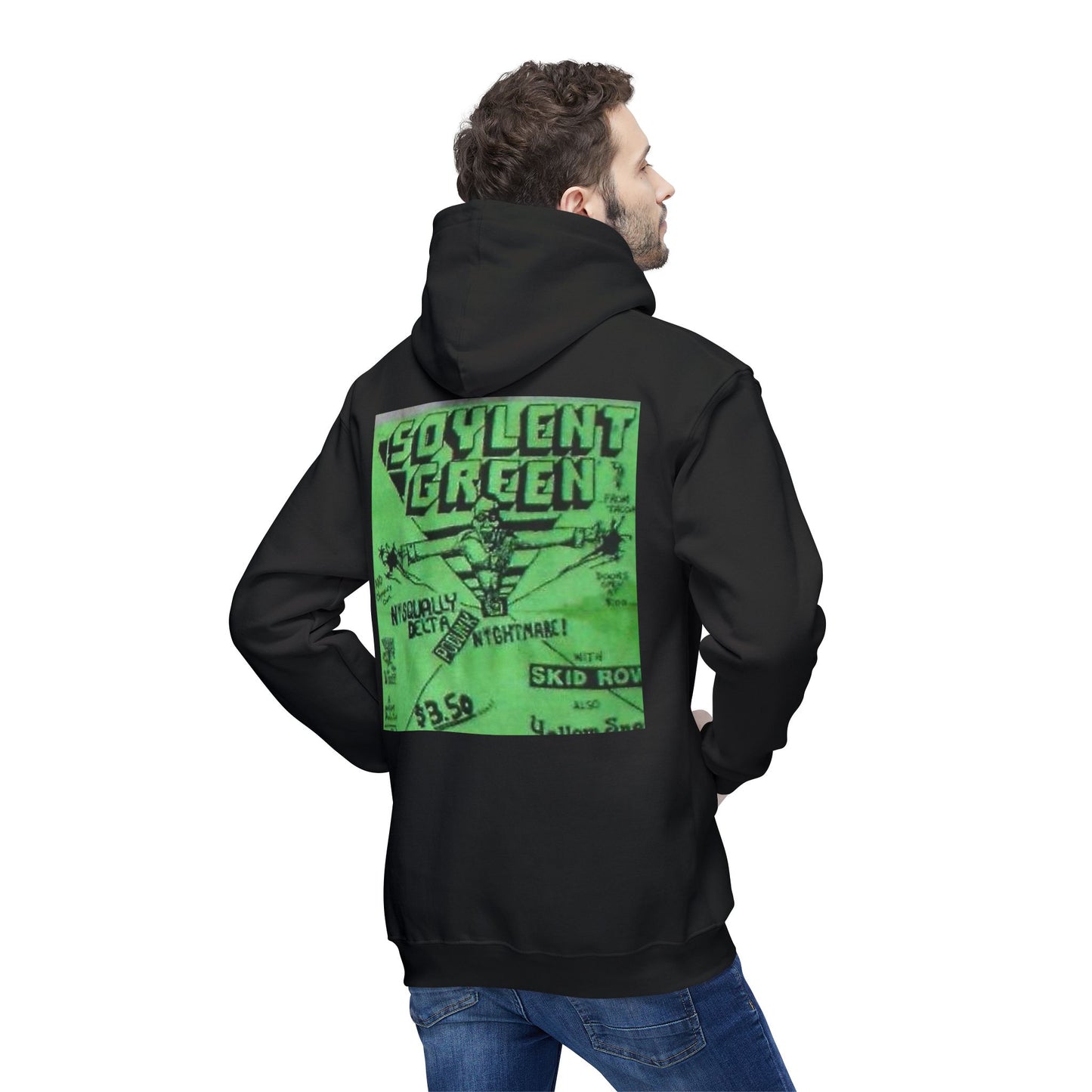 Retro Graphic Unisex Hooded Sweatshirt - 'Solvent Green' Design