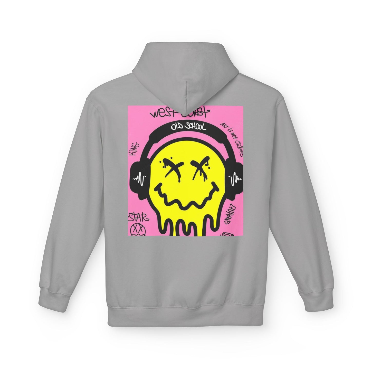 Retro Graffiti Hoodie – Unisex Midweight Fleece with Vibrant Yellow Design