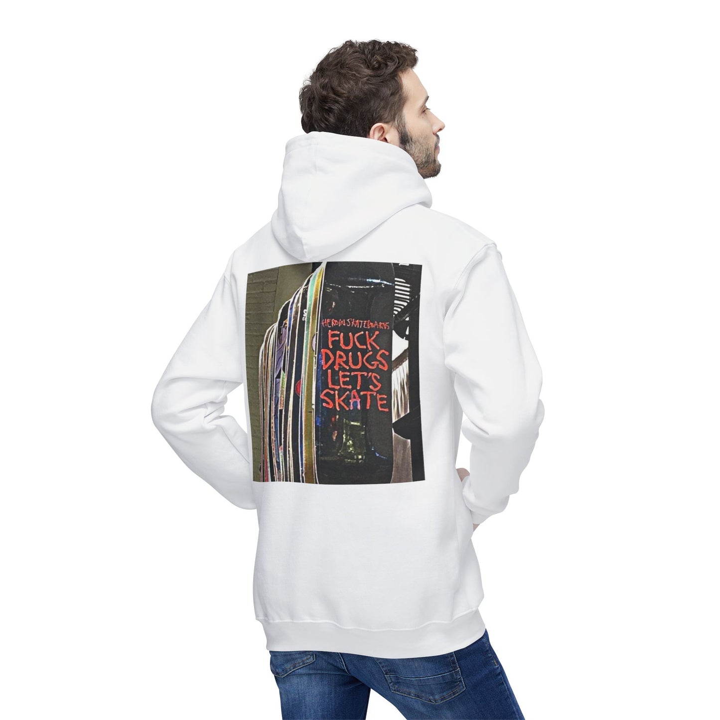 Unisex Hooded Sweatshirt - "F*** Drugs, Let's Skate" Graphic
