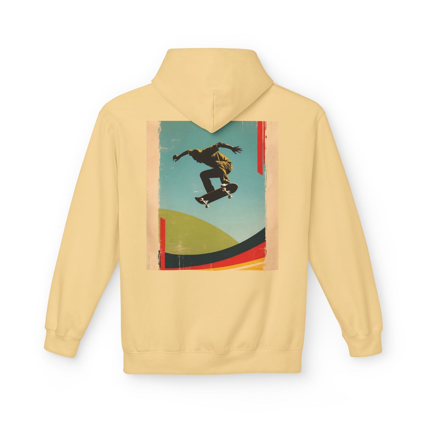 Retro Skateboarder Fleece Hoodie - Unisex Softstyle Pullover