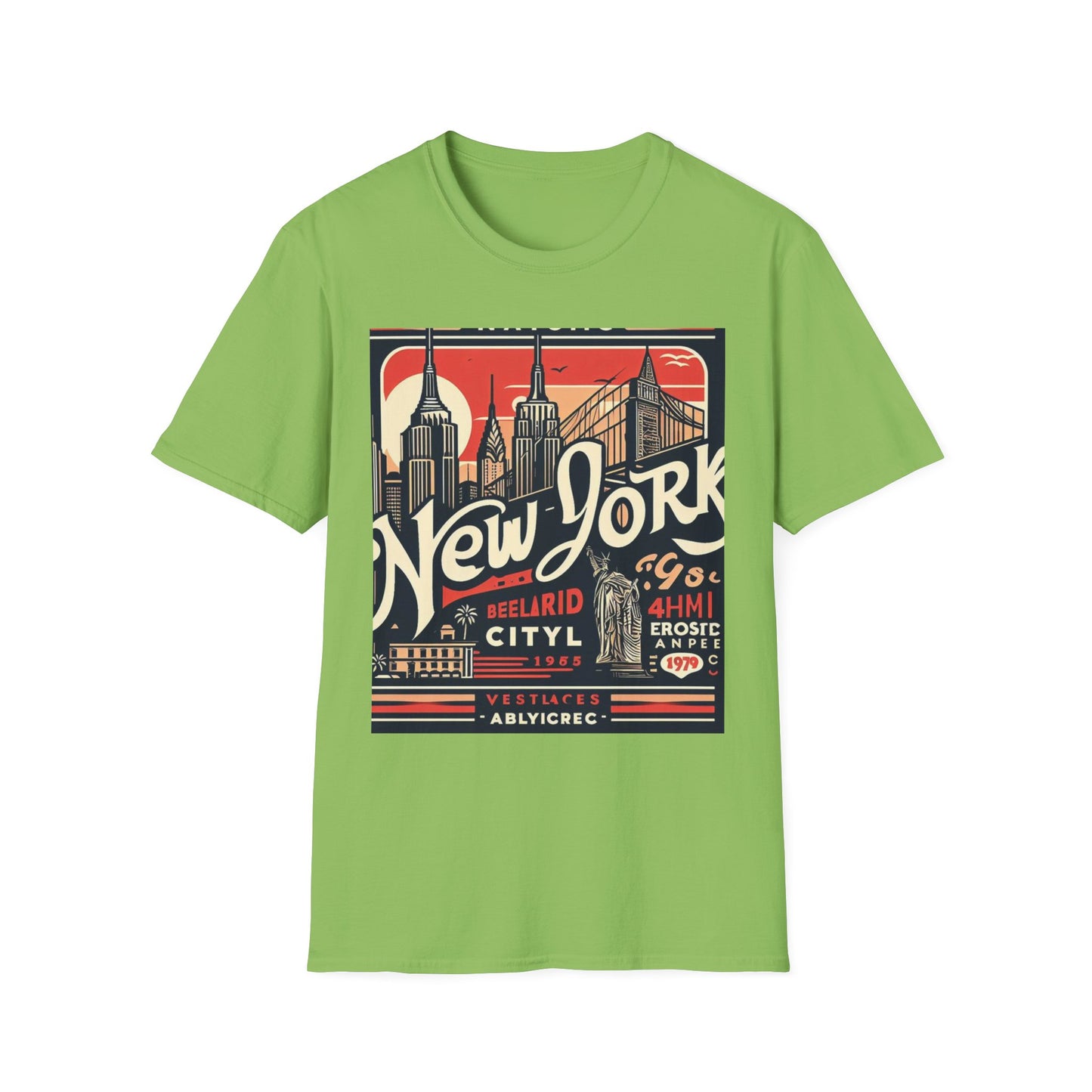 NYC Vintage T-Shirt, Unisex Softstyle Tee, New York City Shirt, Travel Souvenir Gift, Casual Wear for Tourists