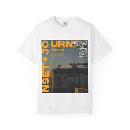 Sunset Train Graphic T-Shirt — Japanese Retro Transit Poster Tee