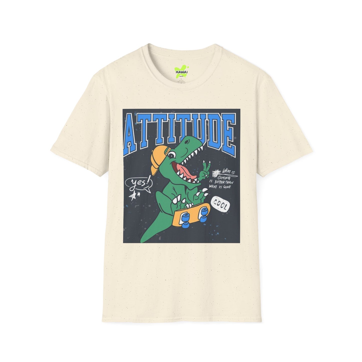 Dino Attitude T-Shirt, Fun Graphic Tee, Casual Wear, Gift for Kids, Skateboarder Shirt, Cool Dinosaur Apparel