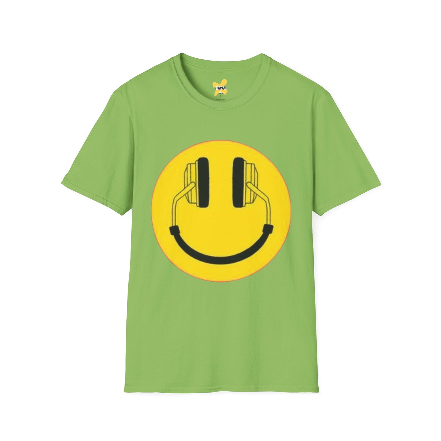 Happy Vibes Unisex Softstyle T-Shirt - Smiley Face with Headphones