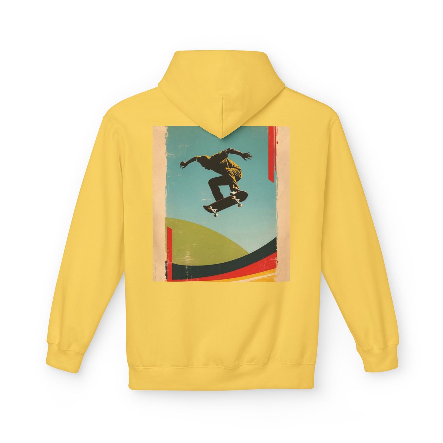 Retro Skateboarder Fleece Hoodie - Unisex Softstyle Pullover