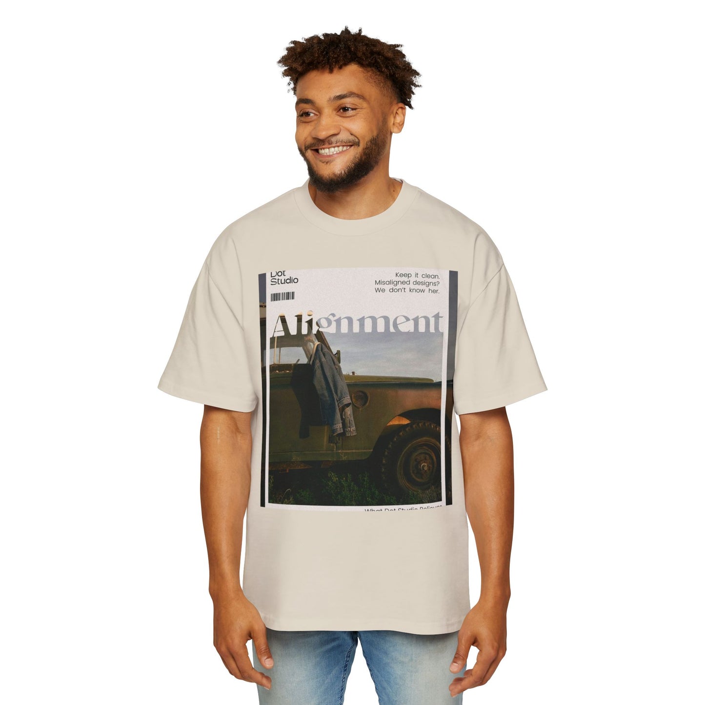 Alignment Vintage Jeep Graphic Tee – Men's Oversized Photo Print