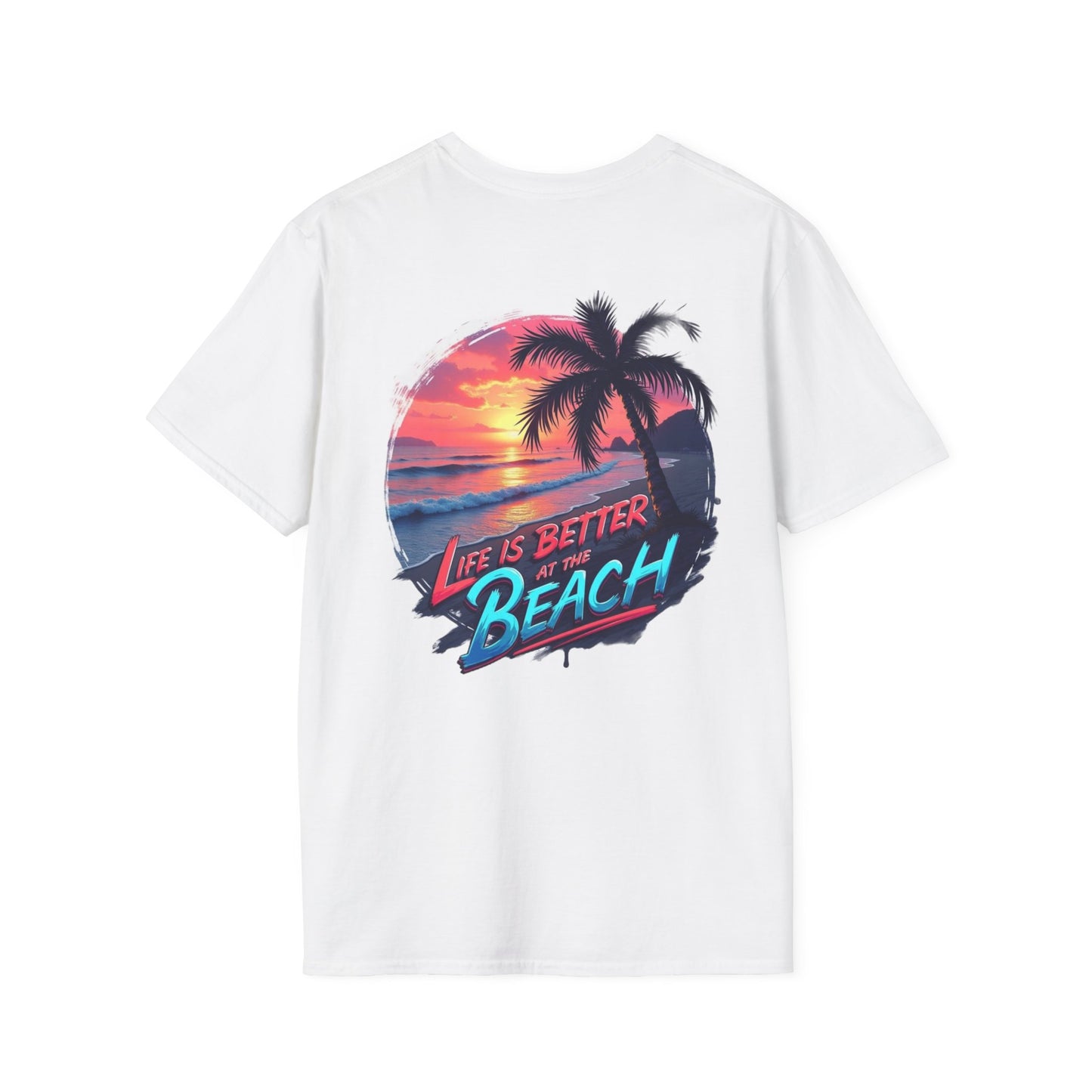 Unisex Softstyle Beach T-Shirt - "Life is Better at the Beach" Graphic Tee