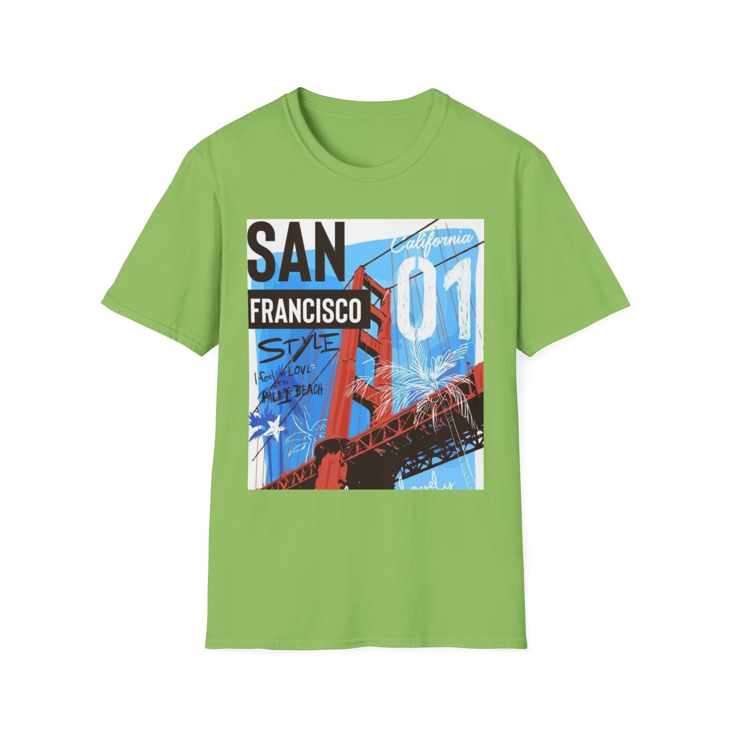 San Francisco Graphic Unisex Softstyle T-Shirt - California Vibe, Perfect for Beach Lovers