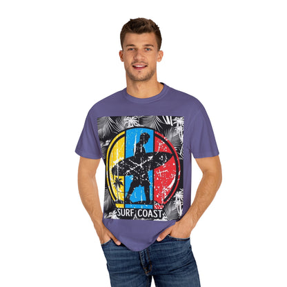 Surf Coast Unisex Garment-Dyed T-shirt - Retro Beach Vibes, Summer Essential, Surfing Gift, Casual Wear, Vacation Style