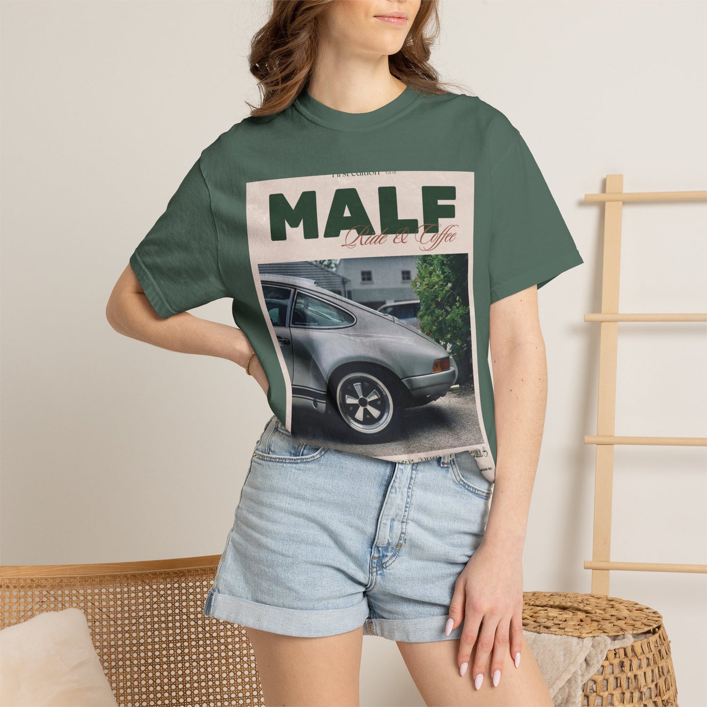 Vintage Porsche Photo Tee — "MALF Live to Ride" Graphic T-Shirt