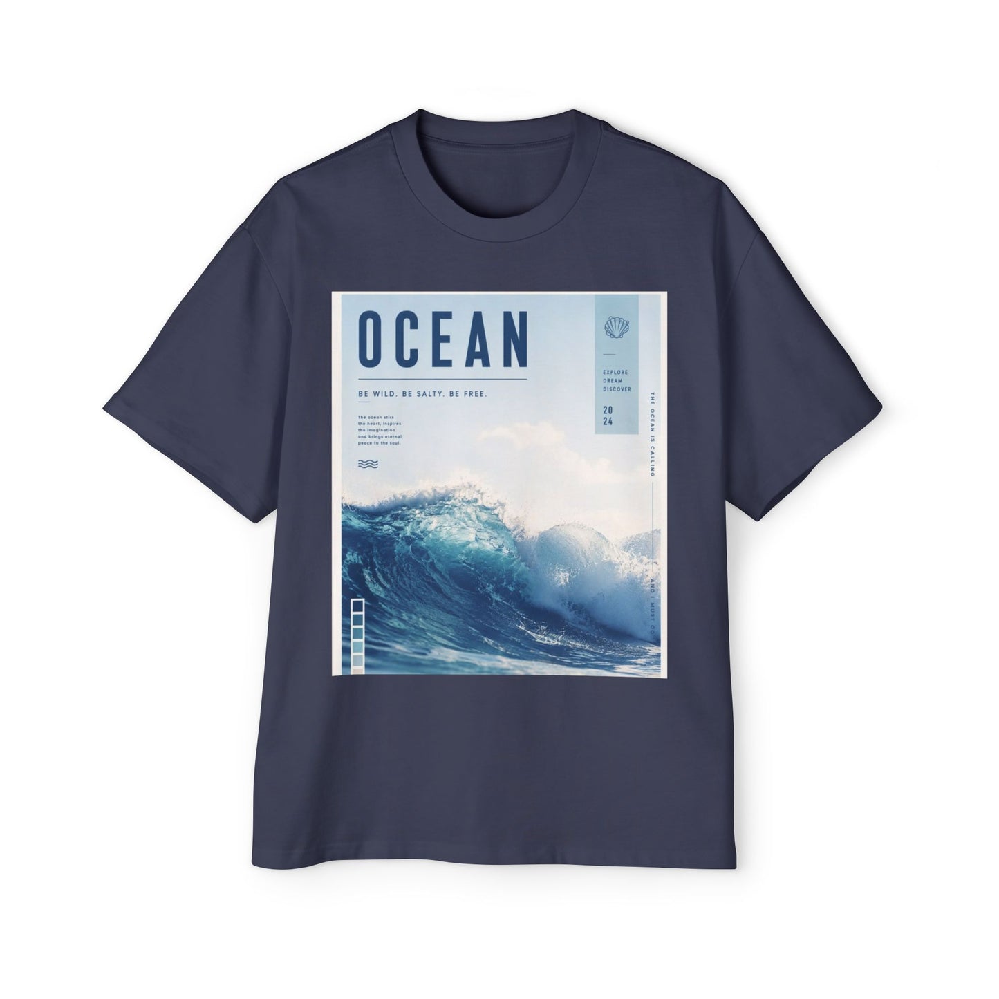Ocean Wave Graphic Tee — "OCEAN" Coastal Photo Print T-Shirt