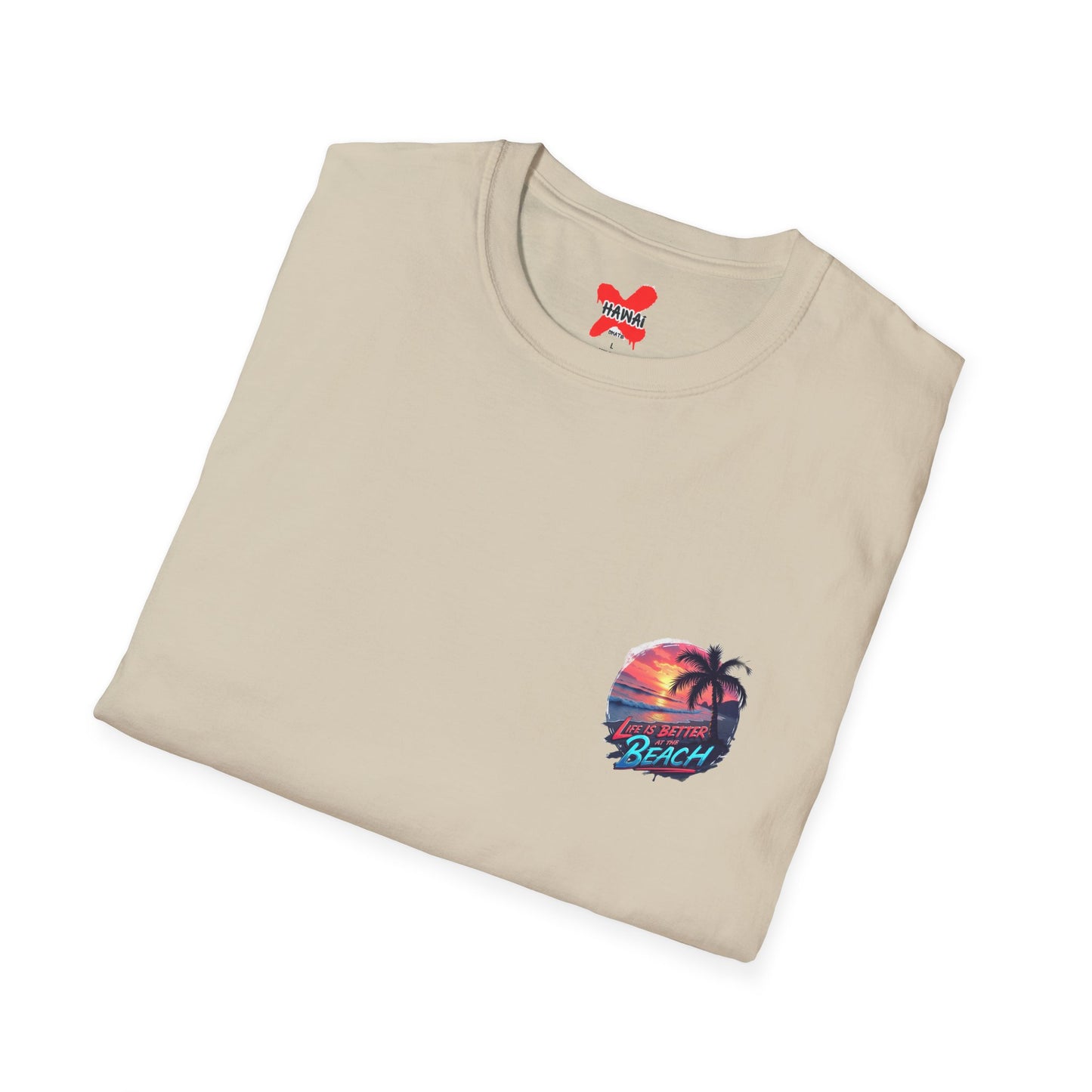 Unisex Softstyle Beach T-Shirt - "Life is Better at the Beach" Graphic Tee