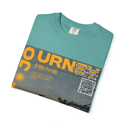 Sunset Train Graphic T-Shirt — Japanese Retro Transit Poster Tee