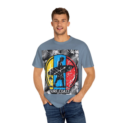 Surf Coast Unisex Garment-Dyed T-shirt - Retro Beach Vibes, Summer Essential, Surfing Gift, Casual Wear, Vacation Style