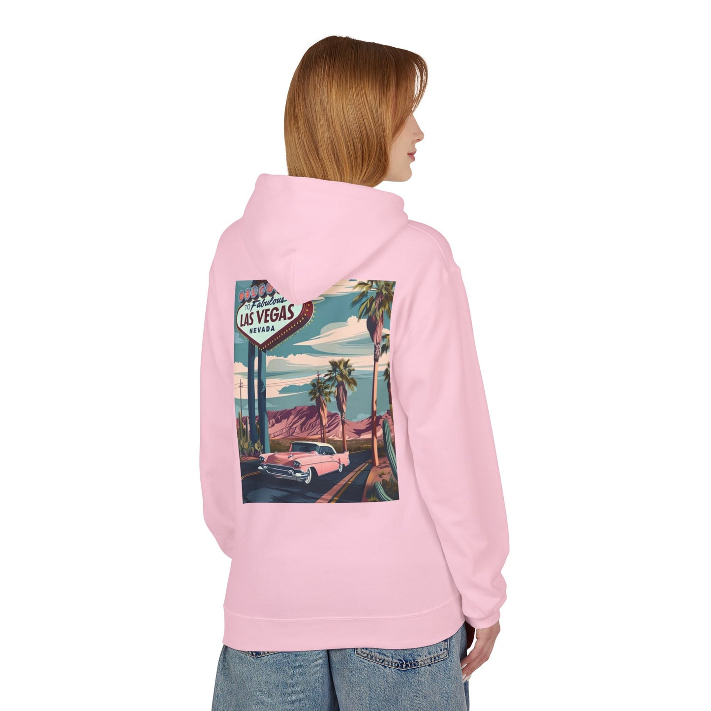 Retro Las Vegas Fleece Hoodie - Unisex Midweight Sweatshirt