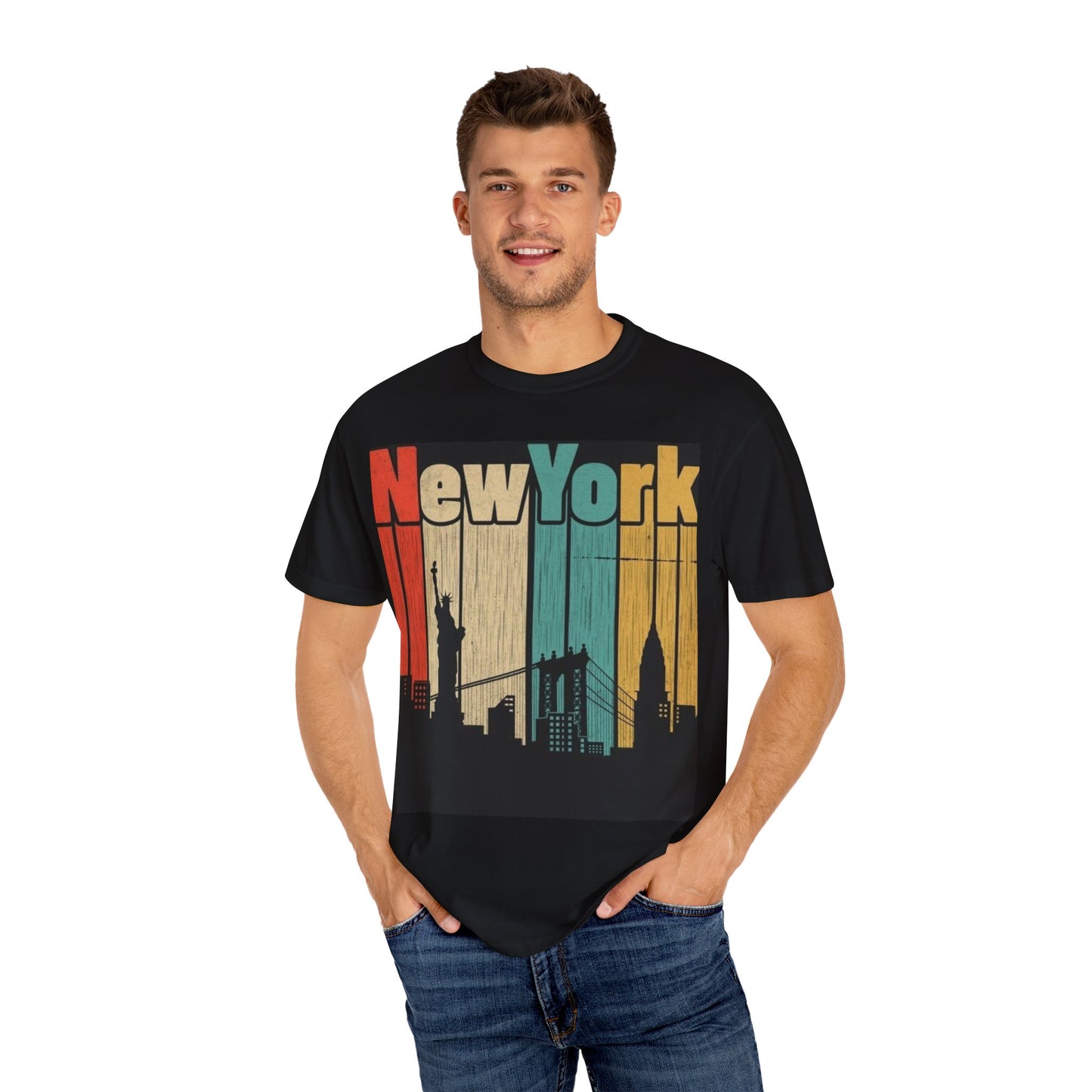 New York Skyline Graphic Tee | Unisex Vintage T-Shirt | Perfect for Travelers, Souvenir, NYC Lovers, Casual Wear, Gifts