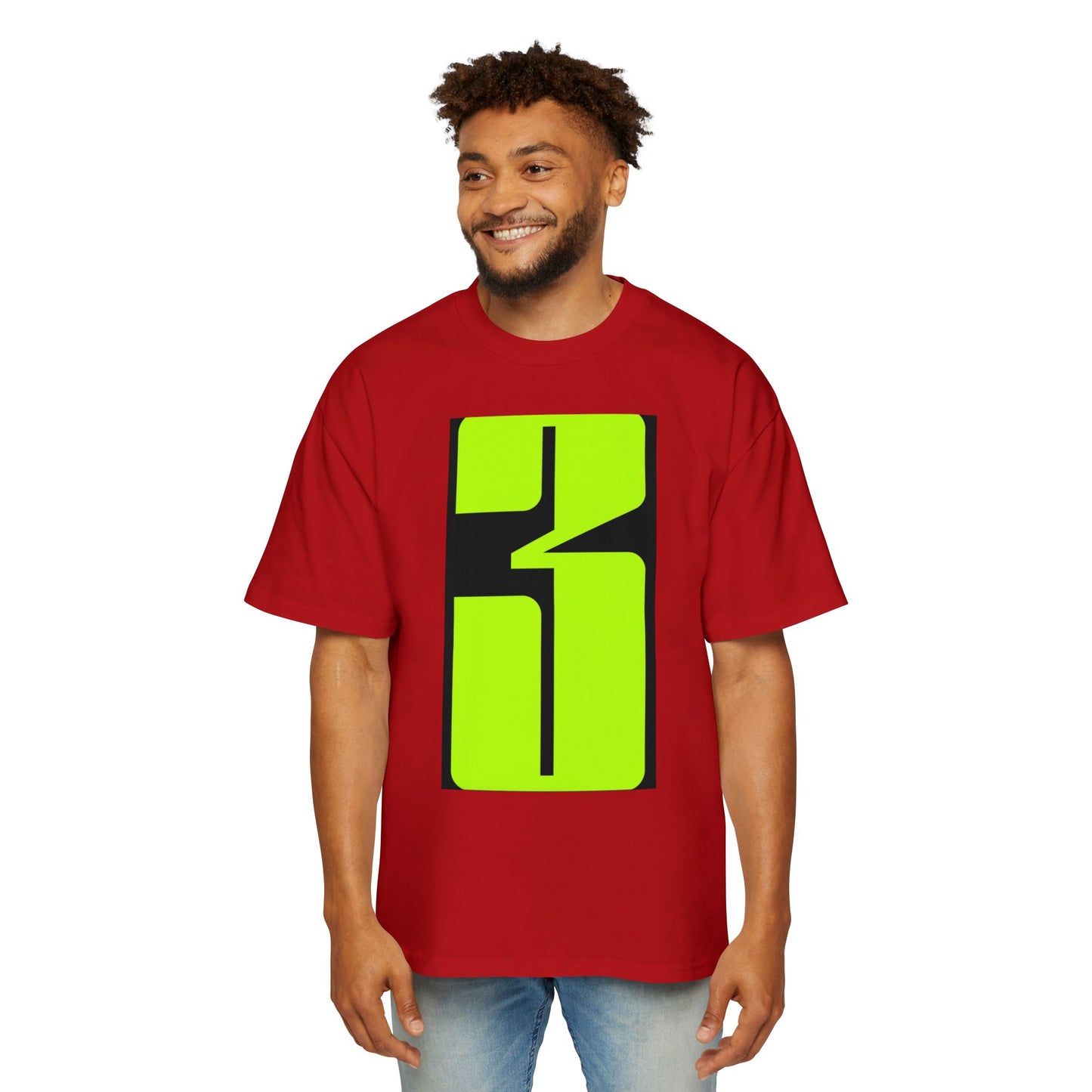 Oversized Tee — Neon Abstract '3' Graphic
