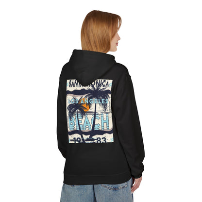 Santa Monica Beach Vintage Fleece Hoodie - Unisex, Cozy Casual Wear, Perfect for Beach Lovers, Summer Vibes, Travel Souvenir, Birthday Gift