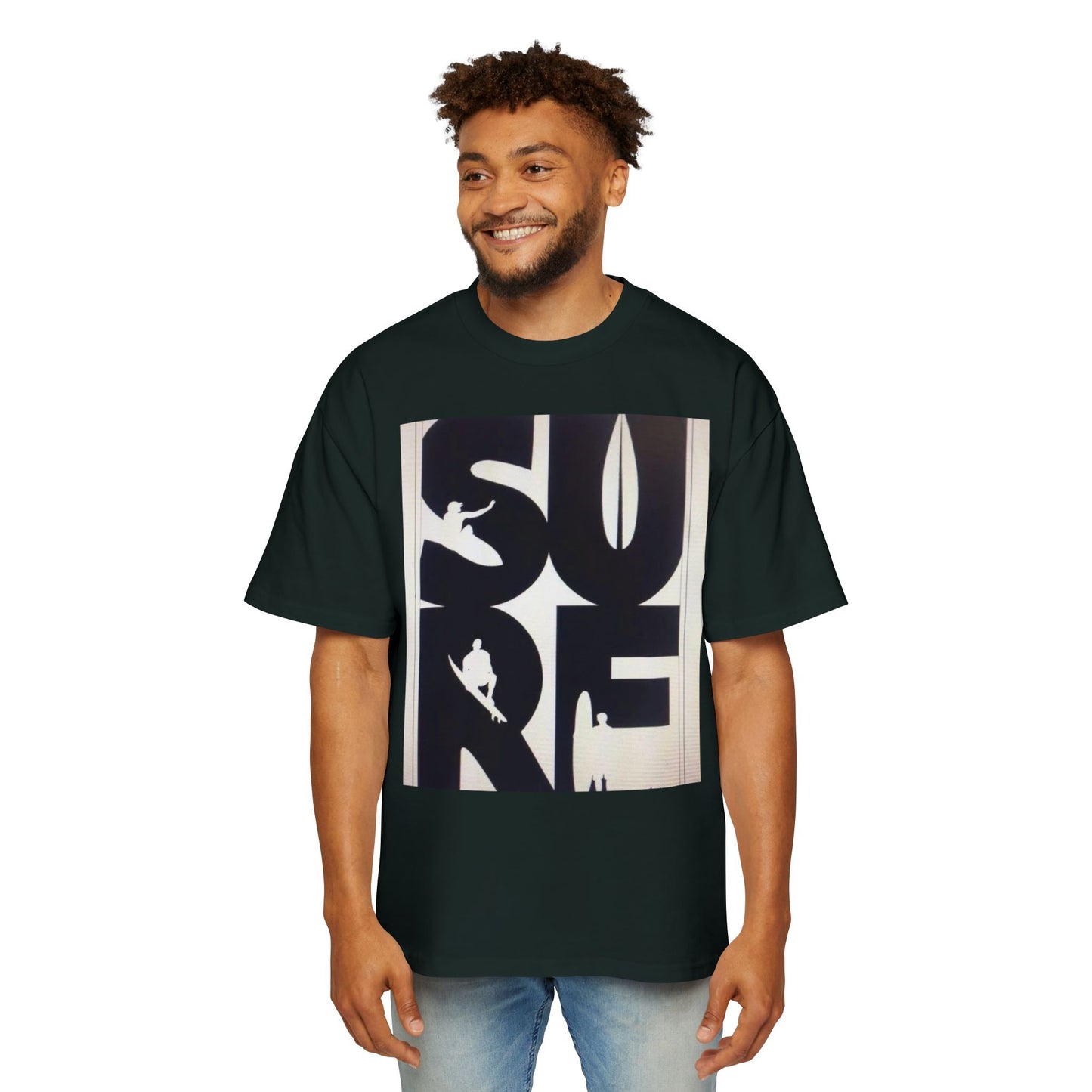 Surf Graphic Tee — Oversized Men's Surfboard Silhouette Shirt