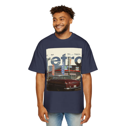 Retro Garage Tee — Vintage Car Photo Oversized T-Shirt