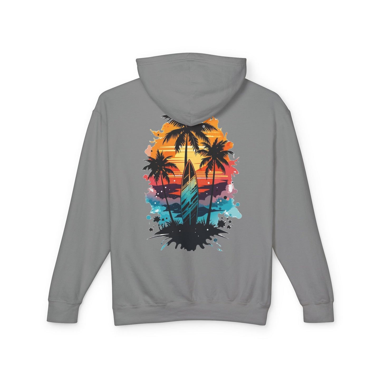 Coastal Sunset Surf Hoodie - Unisex Lightweight Hooded Sweatshirt