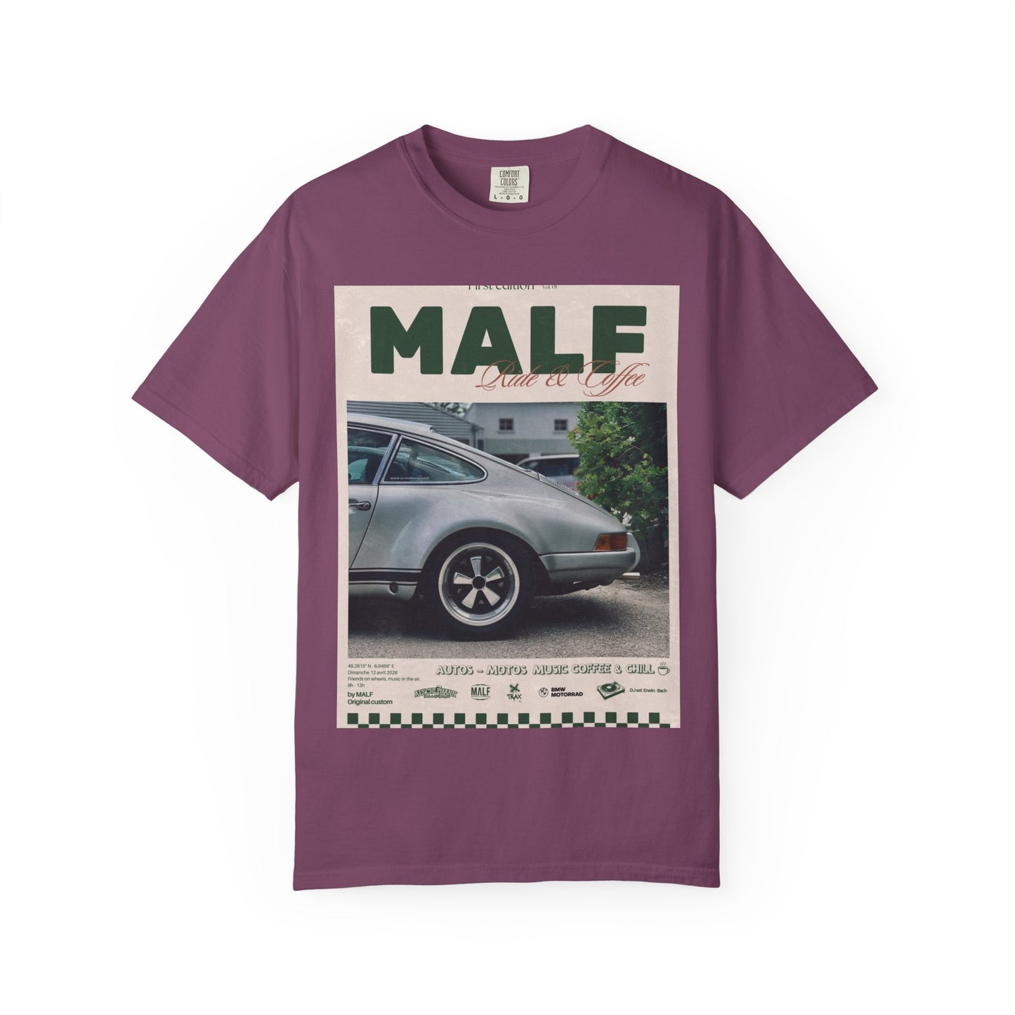 Vintage Porsche Photo Tee — "MALF Live to Ride" Graphic T-Shirt