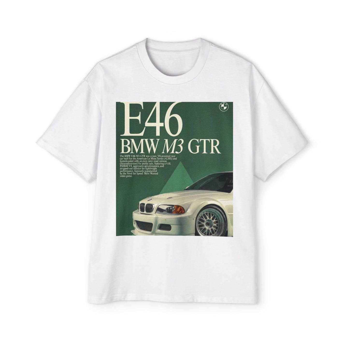 E46 BMW M3 GTR Tee — Vintage Racing Poster Graphic T-Shirt