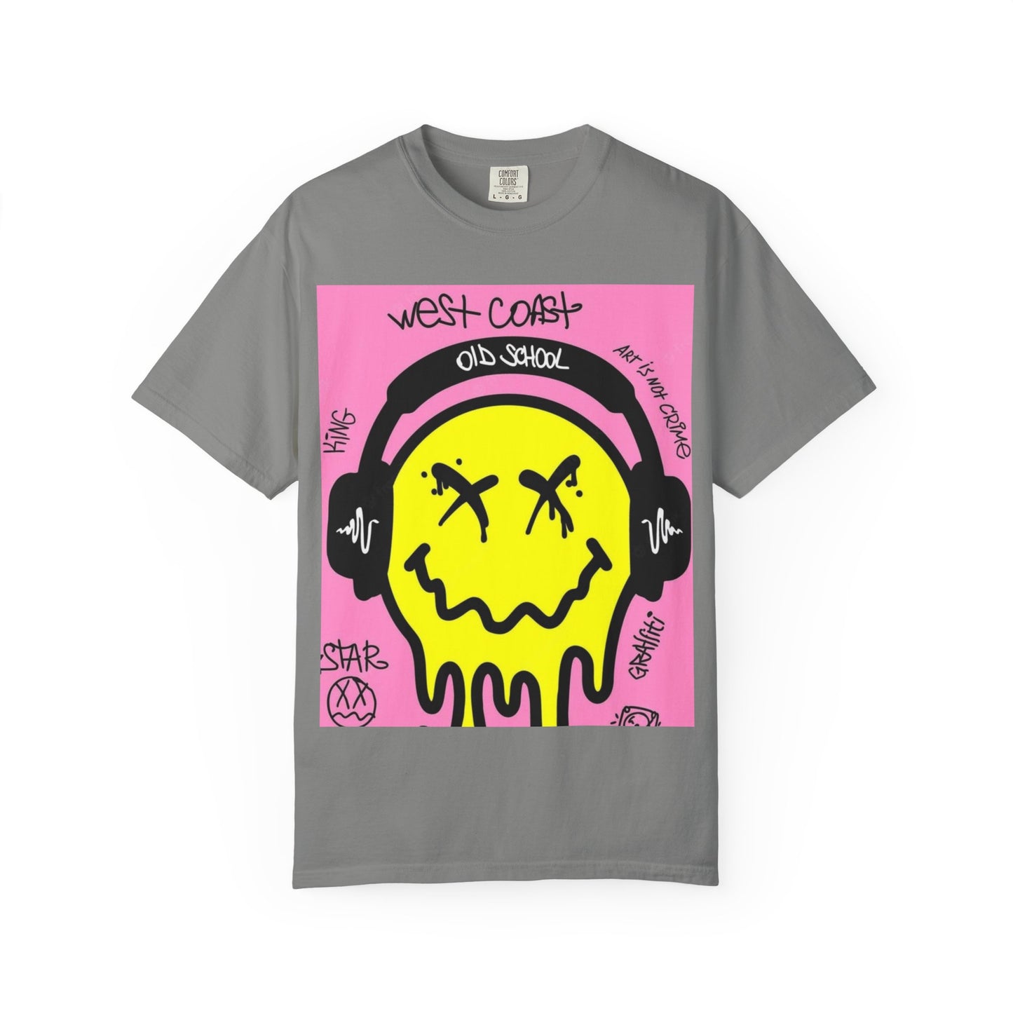 Retro Street Art T-Shirt - West Coast Vibe with Smiley Design