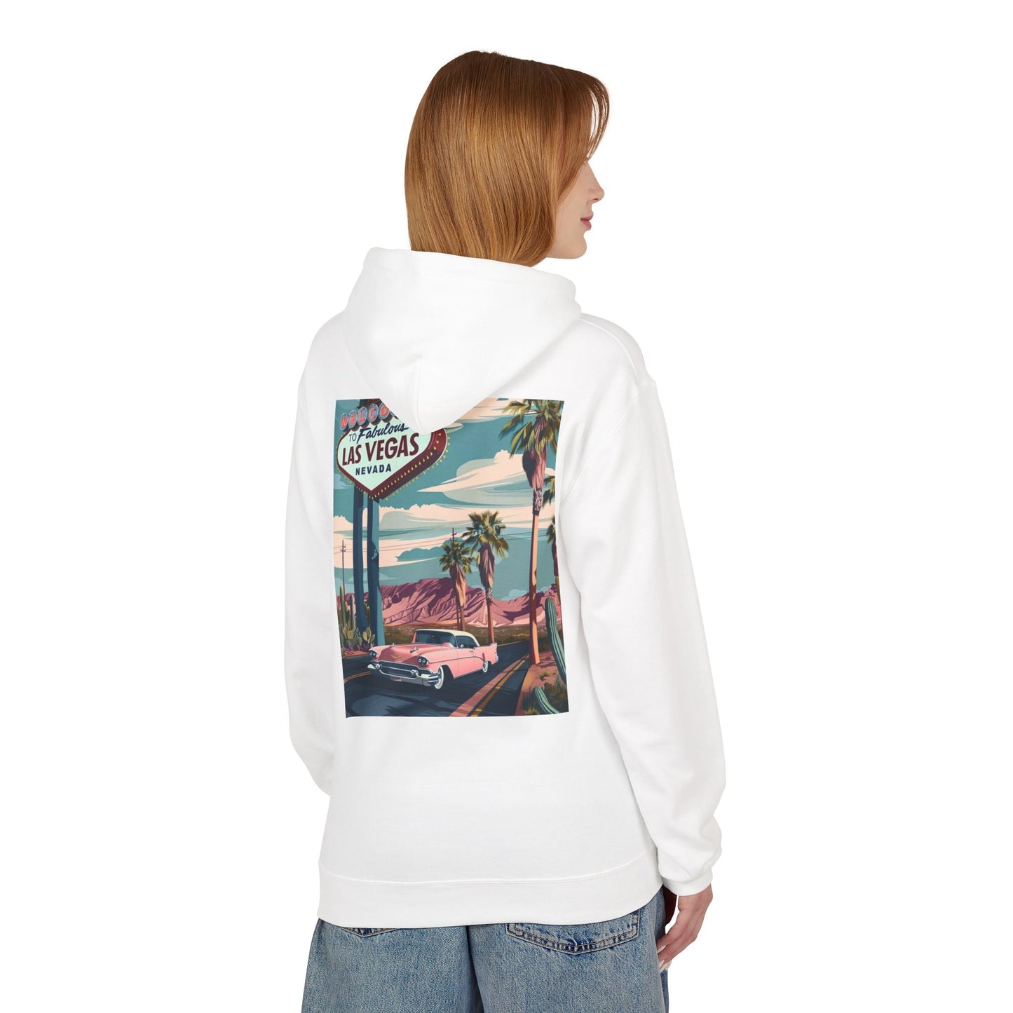 Retro Las Vegas Fleece Hoodie - Unisex Midweight Sweatshirt
