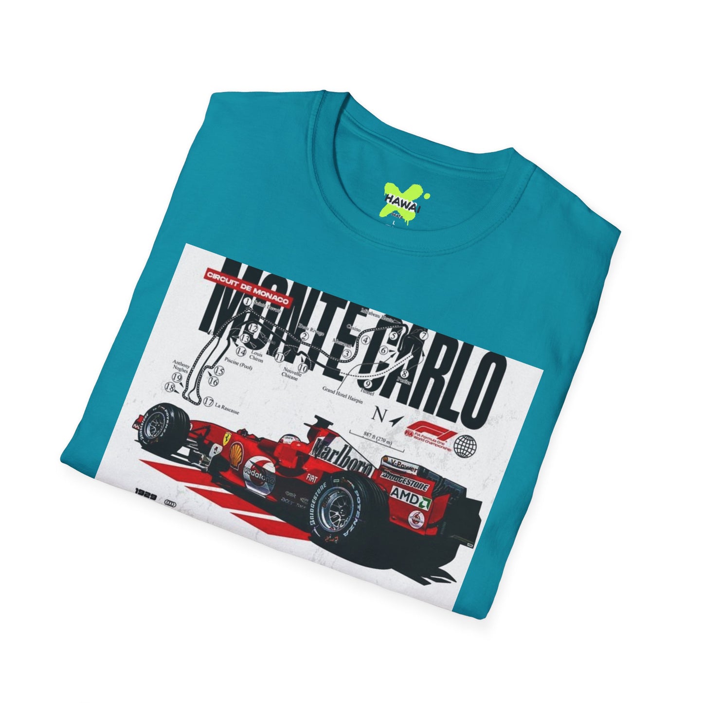 Monte Carlo Racing Graphic T-Shirt - Unisex Softstyle Tee for Car Enthusiasts