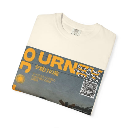 Sunset Train Graphic T-Shirt — Japanese Retro Transit Poster Tee