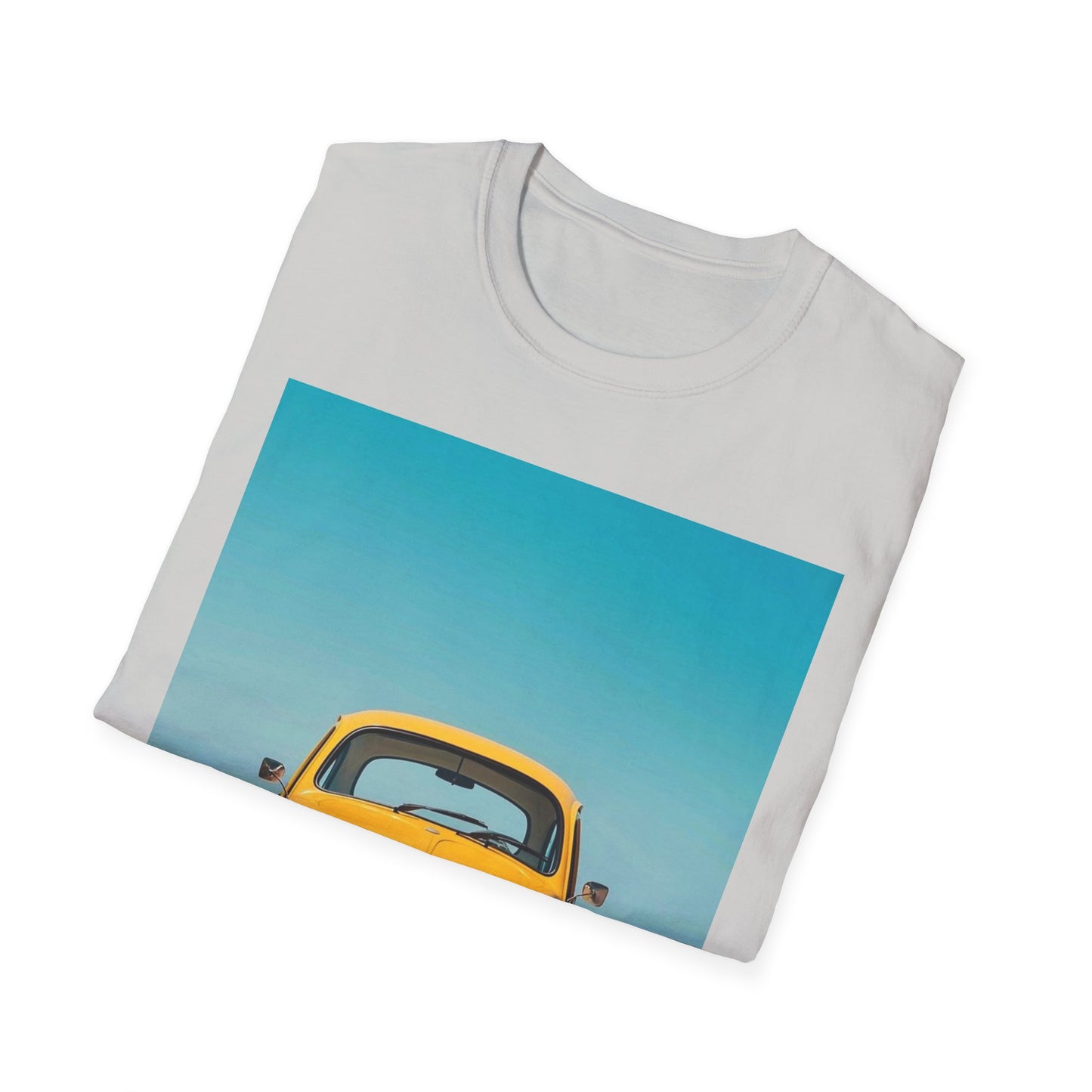 Vintage Yellow Car Unisex Softstyle T-Shirt | Retro Auto Tee for Car Enthusiasts