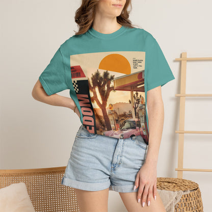 Freedom Road T-Shirt — Retro Desert Sunset Vintage Car Graphic