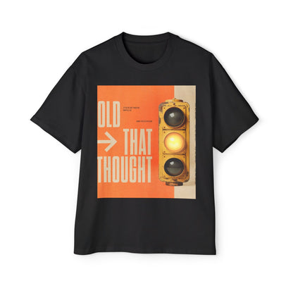 Oversized Tee — Retro Traffic Light 'Hold That Thought' Graphic