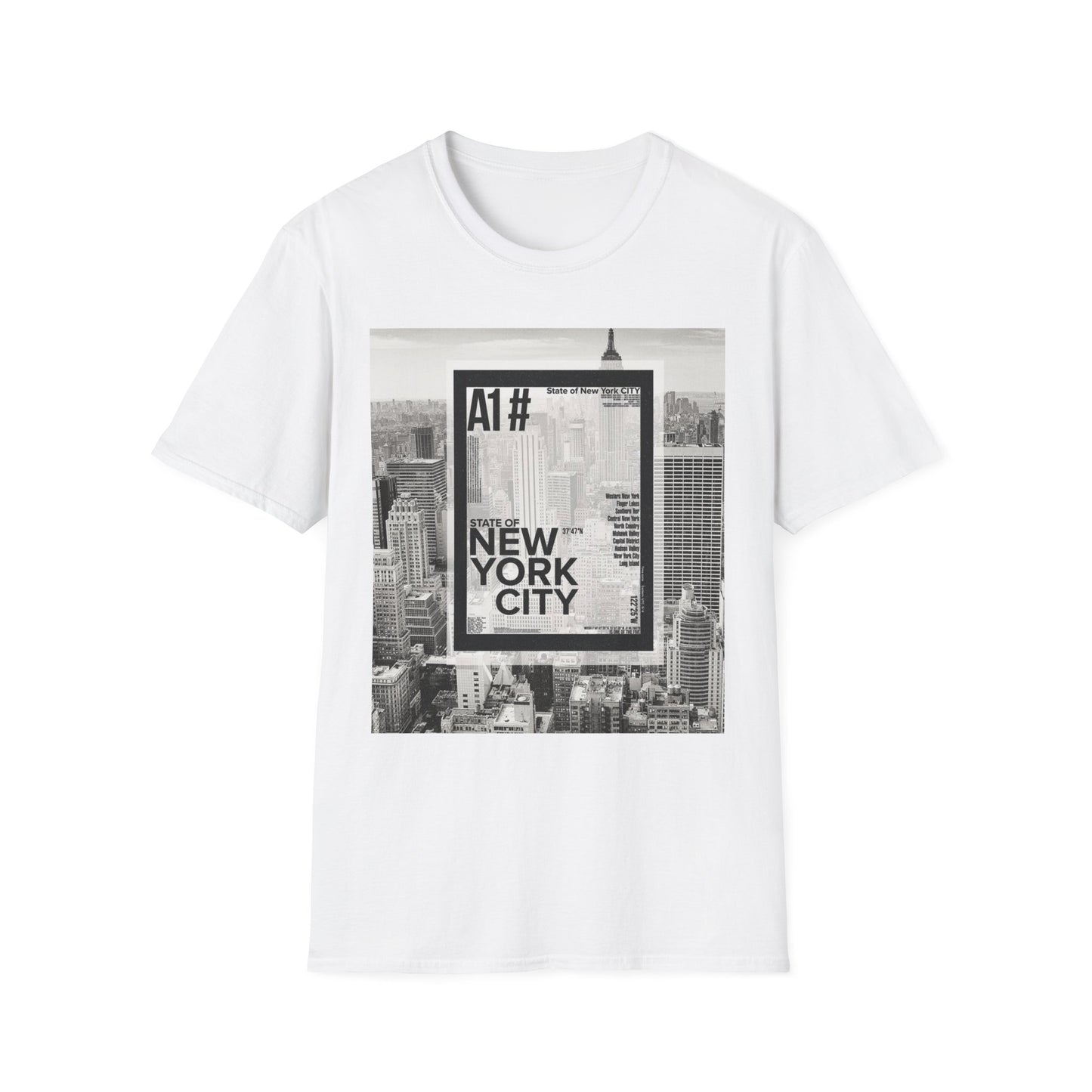 NYC Graphic Unisex Softstyle T-Shirt | Casual Wear, Street Style, Unique Gift, Travel Souvenir, City Life