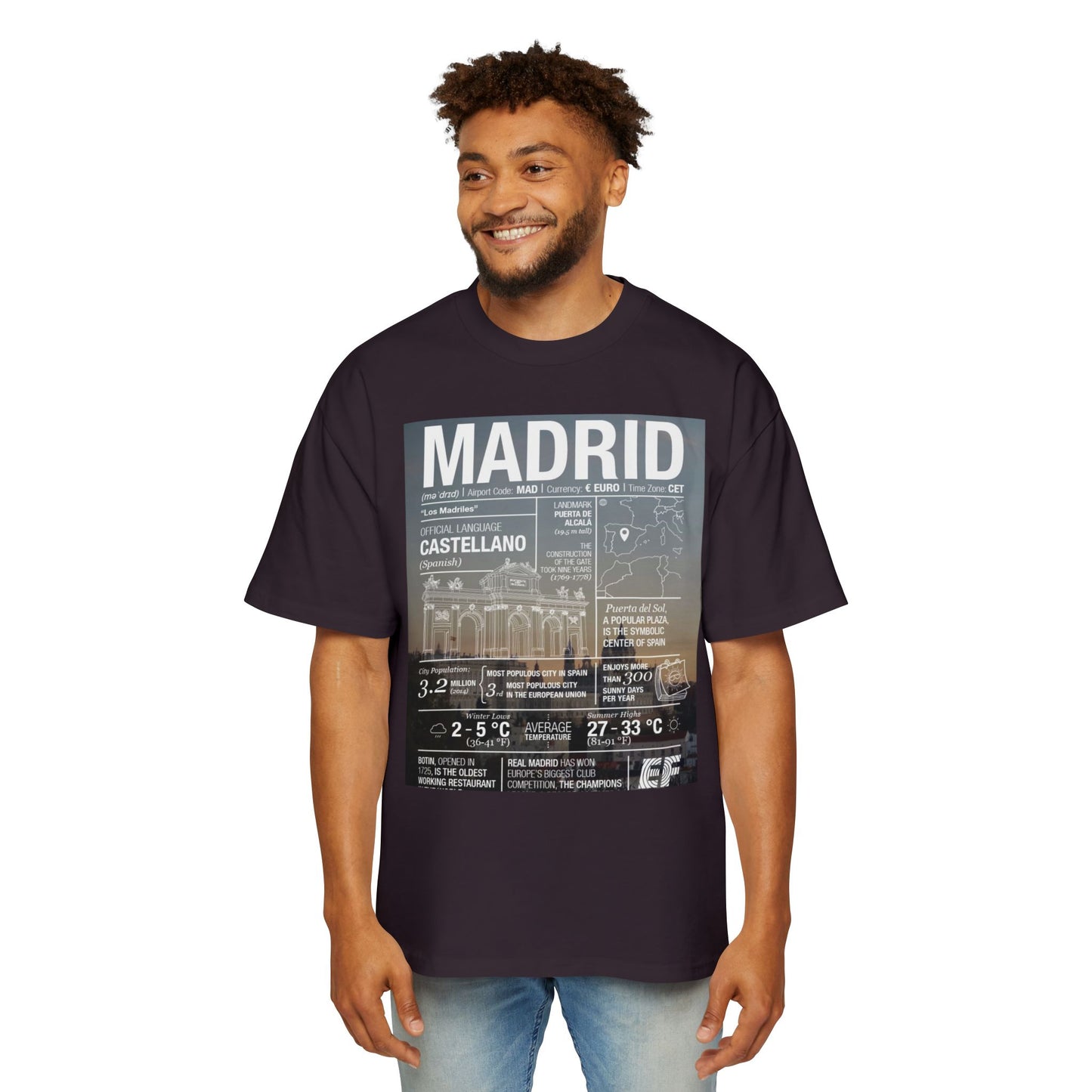 Madrid Graphic Tee — Vintage City Weather Poster T‑Shirt