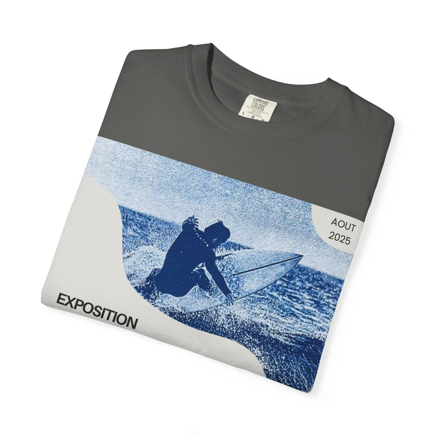 Bleu Sauvage Surf Poster T-Shirt — Vintage French Surfing Graphic Tee