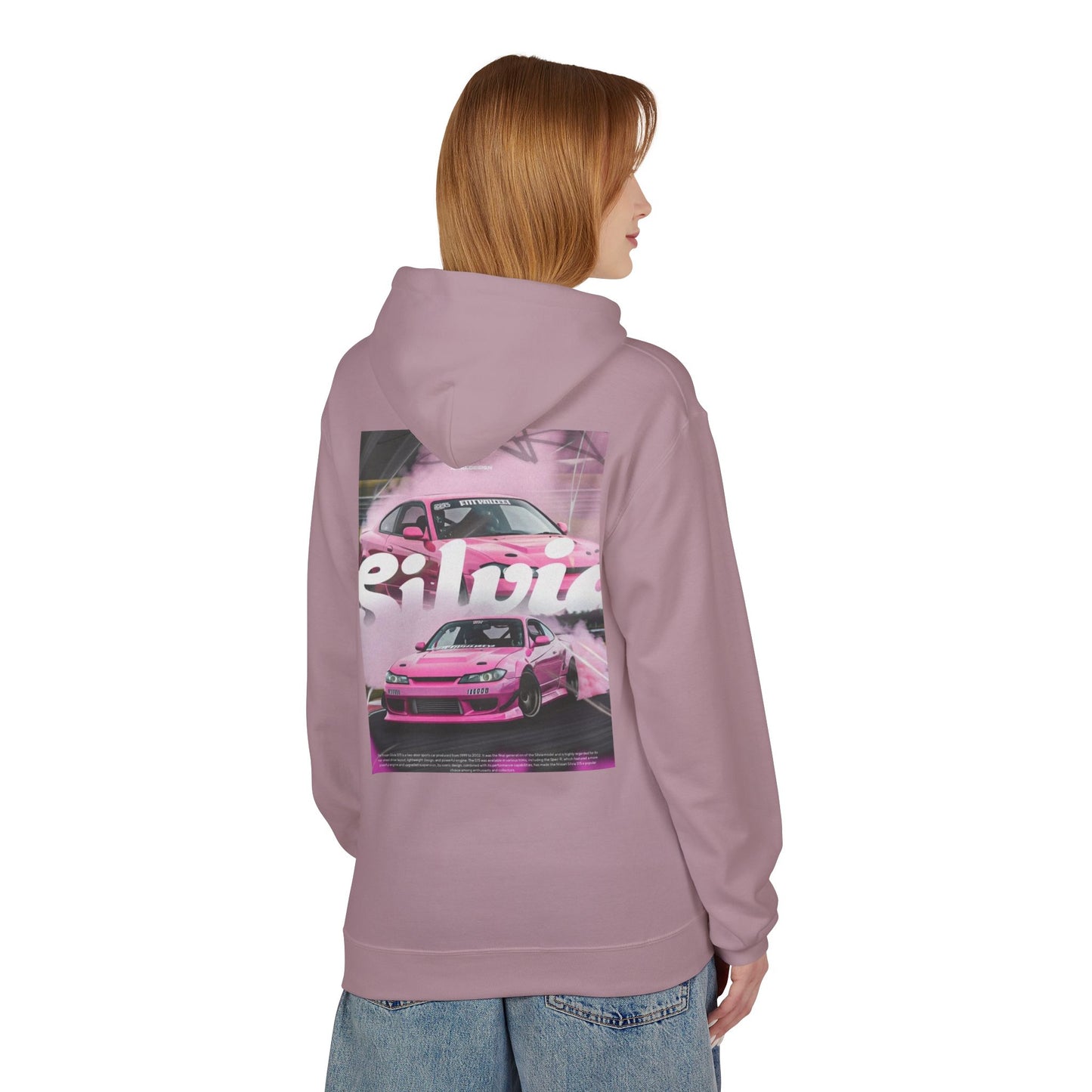 Unisex Fleece Hoodie with Pink Silvia Design - Stylish and Comfortable Streetwear