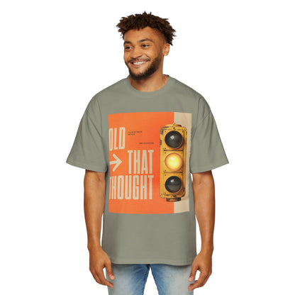 Oversized Tee — Retro Traffic Light 'Hold That Thought' Graphic