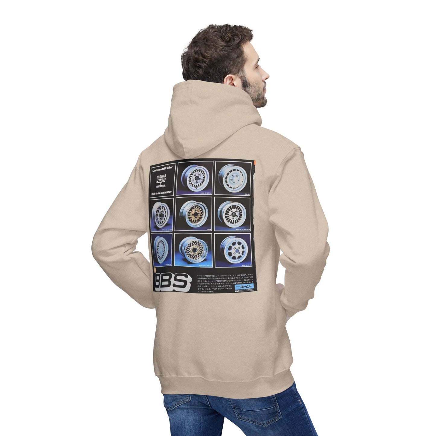 Classic Unisex Hooded Sweatshirt with BBS Wheel Design - Made in USA