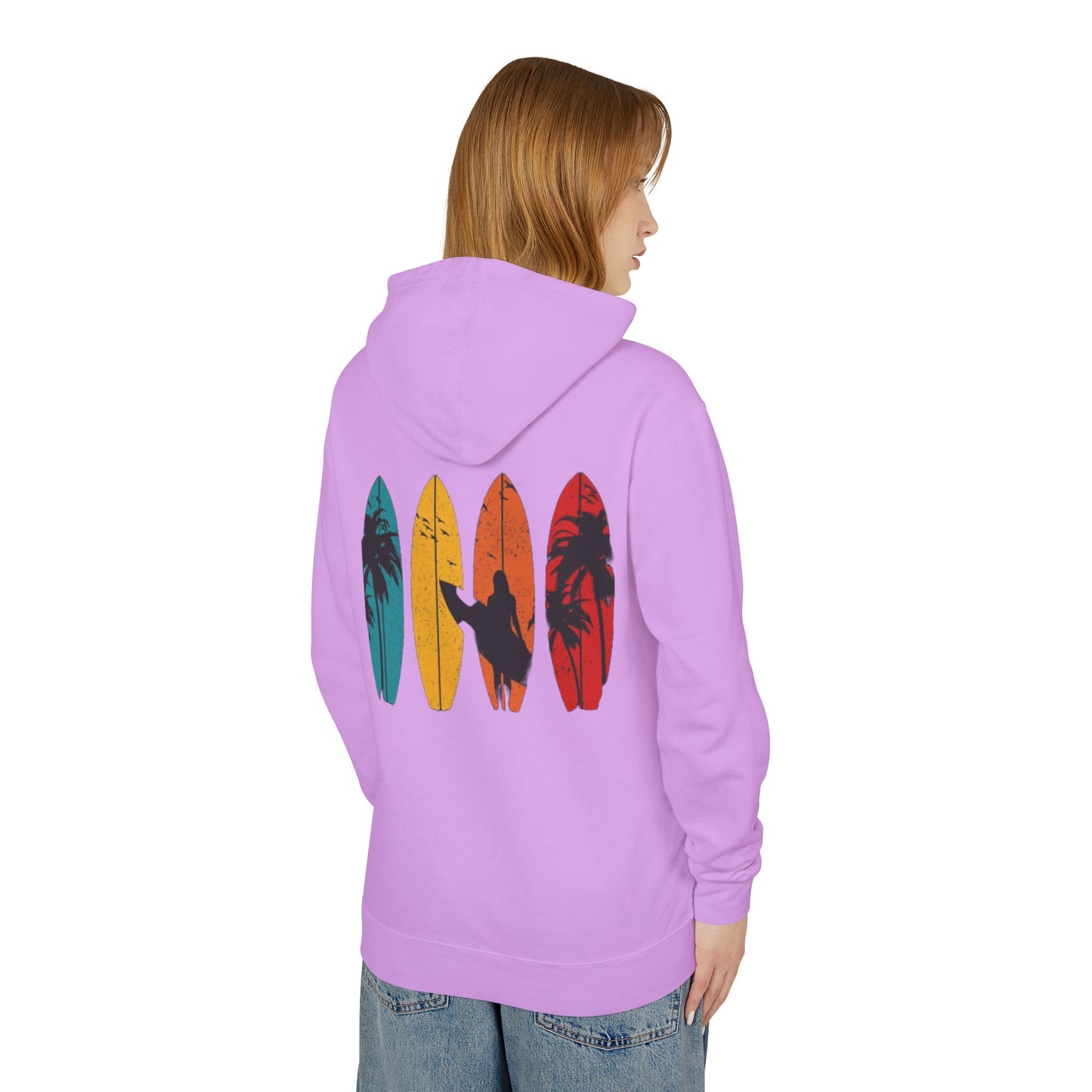 Surf Vibes Unisex Lightweight Hooded Sweatshirt – Perfect for Beach Lovers