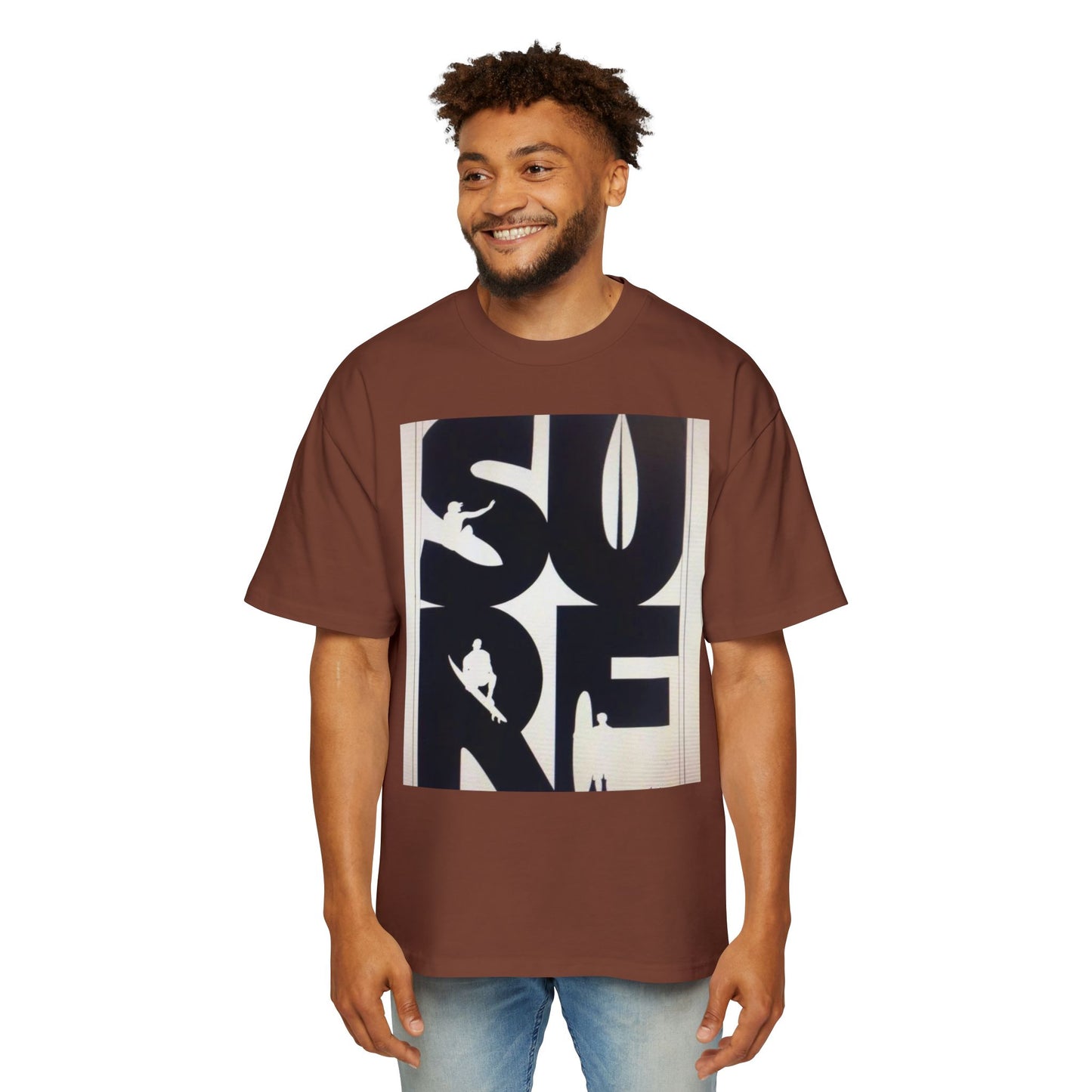 Surf Graphic Tee — Oversized Men's Surfboard Silhouette Shirt