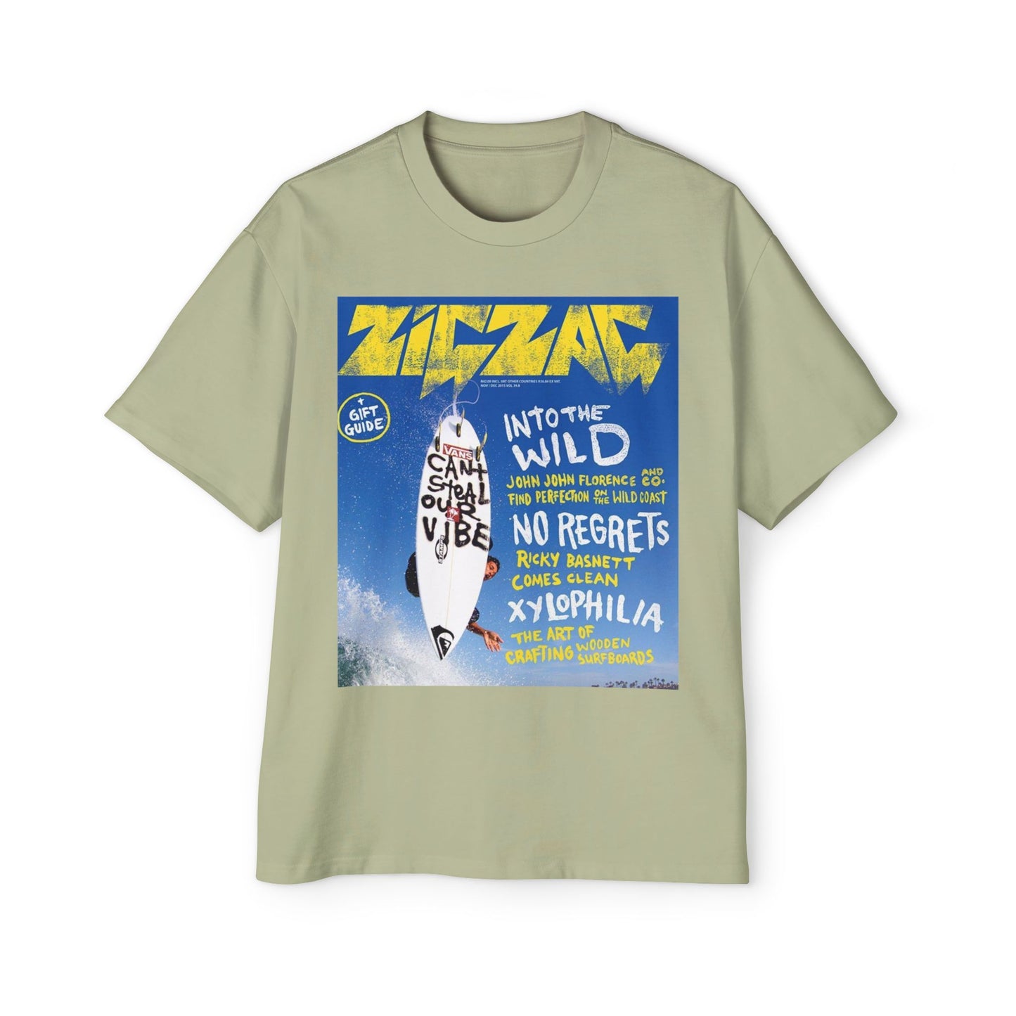 Surf Poster Graphic Tee — "Into the Wild / No Regrets" Oversized Men’s T‑Shirt