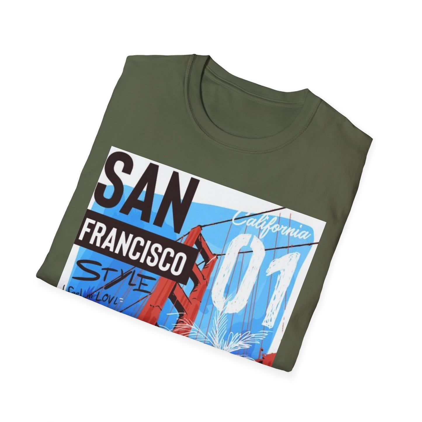 San Francisco Graphic Unisex Softstyle T-Shirt - California Vibe, Perfect for Beach Lovers