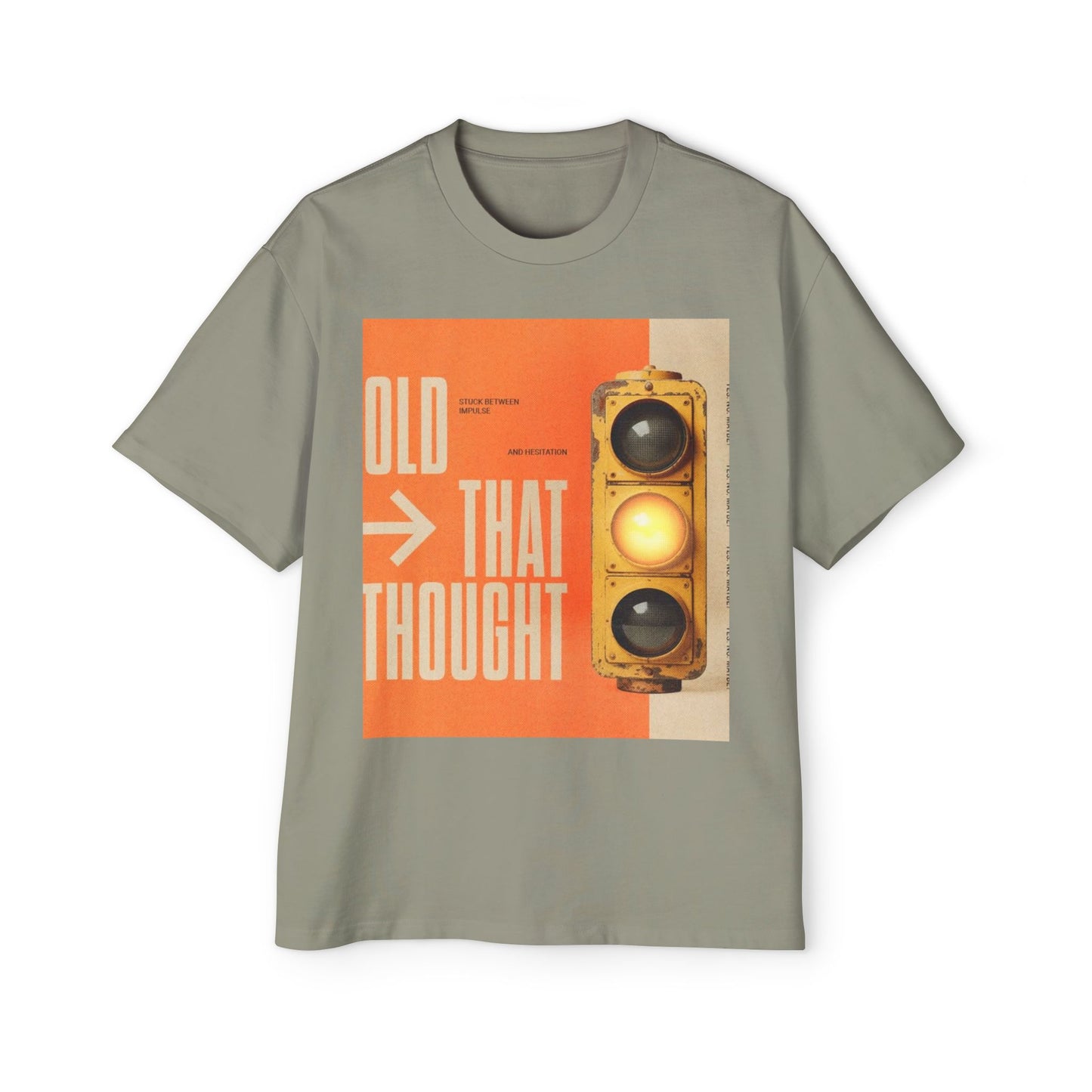 Oversized Tee — Retro Traffic Light 'Hold That Thought' Graphic
